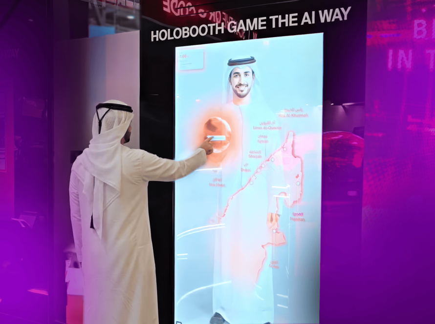Digital avatar displayed as an AI event host